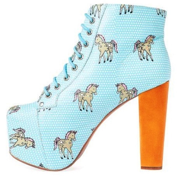 Jeffrey Campbell Lita Kawaii Unicorn Horses Platform
Heeled Lace Up Booties 7.5 - Picture 14 of 14